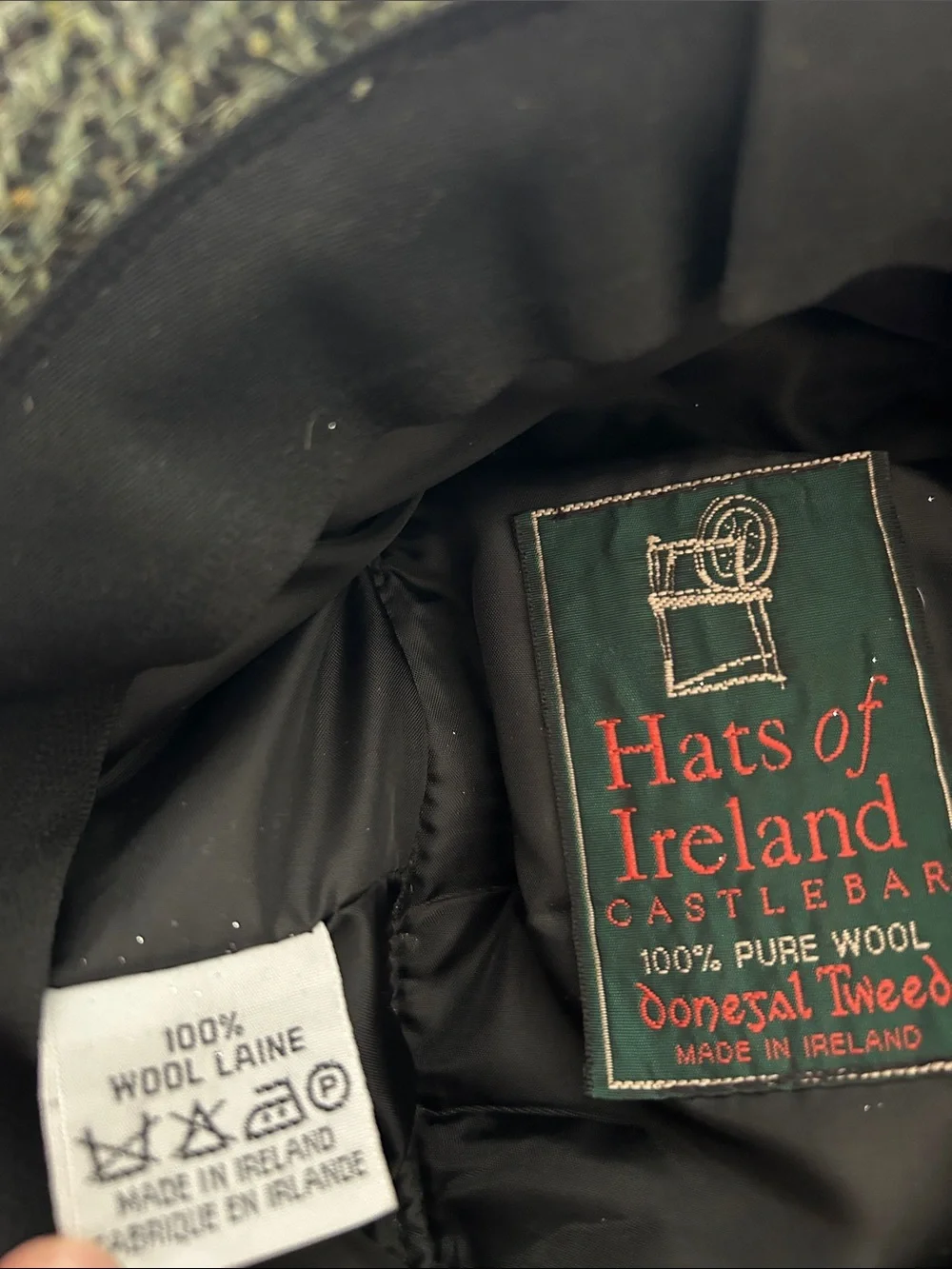 Hats of Ireland Castlebar Green Herringbone Wool Bucket Hat small